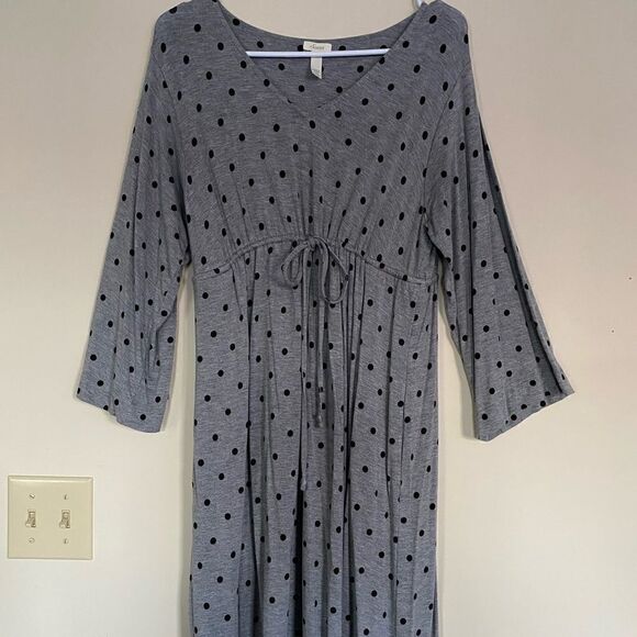 Soma Gray Black Polka Dot Dress with Pockets Size Medium - Picture 1 of 8
